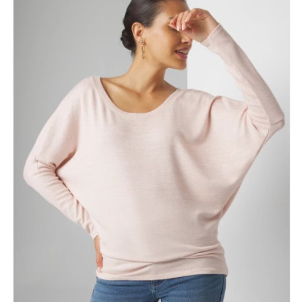 NWT White House Black Market Long Sleeve Ribbed top  pink size small